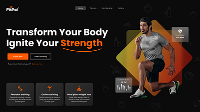 Fitness website hero section figma ui design ux design wesbite design