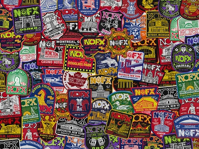 PATCH DESIGNS for NOFX (Band) FINAL TOUR (1983 - 2024) band merchandise graphic design handrawn illustration logo nofx vintage vintage logo