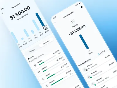 swiftbank: AI Digital Banking & Payment App - Spending Dashboard ai banking app banking app banking assistant banking ui kit blue clean dark blue digital banking app digital banking ui finance app finance ui kit minimal mobile banking app modern payment app payment ui soft spending app spending dashbaord spending tracker