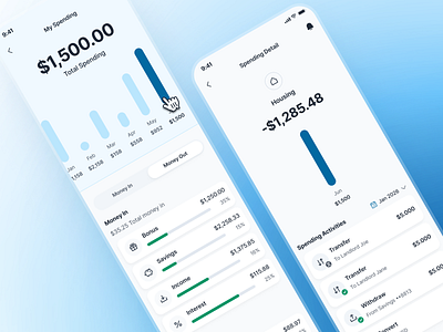 swiftbank: AI Digital Banking & Payment App - Spending Dashboard ai banking app banking app banking assistant banking ui kit blue clean dark blue digital banking app digital banking ui finance app finance ui kit minimal mobile banking app modern payment app payment ui soft spending app spending dashbaord spending tracker