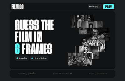 FILMIGO - guess the film, browser game black browser game dark film bingo films game mode movie movies online game pvp ui ux web web design