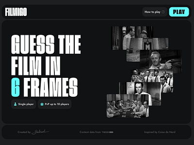 FILMIGO - guess the film, browser game black browser game dark film bingo films game mode movie movies online game pvp ui ux web web design