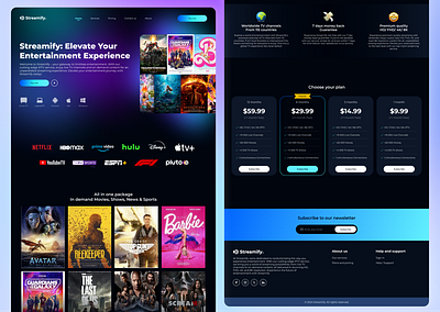 Streaming services website design figma ui design ux design website design