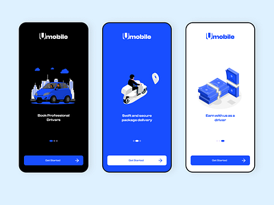Umobile Mobile App - Onboarding screens app design ui ux vector