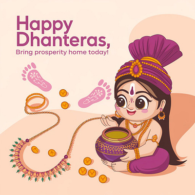 dhanteras poster illustration for diwali branding graphic design