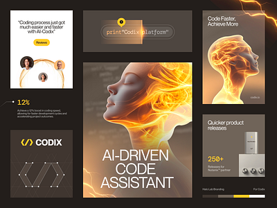 Codix AI Coding Tool - Branding & Visuals ai brand brand guidelines brand identity brand sign branding coding graphic design halo lab identity logo logo design logotype marketing packaging startup visual identity