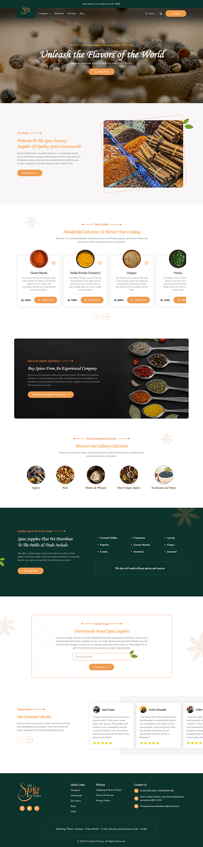 Spice Factory Homepage Design