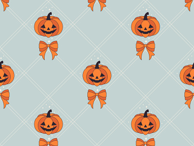 Halloween Decorative background bow carved pumpkin creepy cute fear halloween horror jack o lantern night pumpkin pumpkin spice ribbon scary seamless pattern spooky stars surface pattern trick or treat vector seamless patter wrapping paper