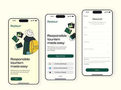 Restour Travel App - Onboarding Screens app branding design graphic design illustration logo typography ui ux vector