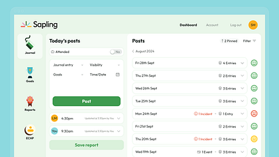 Caregiver UI design grid layout minimal poster type