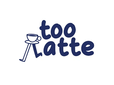 Too Latte Brand logo and identity blue branding coffee logo sustainable to go