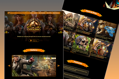 Landing page for the game - Lost in time adaptive design evoplay figma game gamedesign games illustration landidng landingpage mobile page play site travel treasure ui ux web website