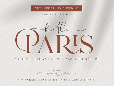 Hello Paris - Variable Duo branding fonts classic elegant feminime font duo font pairing hello paris variable duo logo fonts lovely font luxury masculine popular font roman signature font wedding wedding font