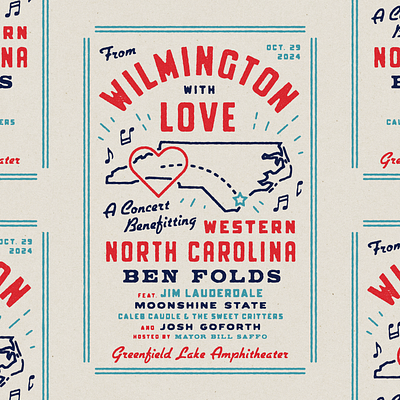 From Wilmington with Love apparel concert illustration merch design north carolina poster show poster swag texture typography vintage