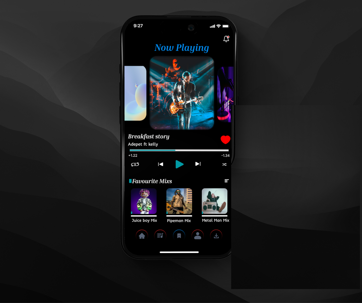 Music app mockup UI design 3d adobe indesign animation app appdesign dashboard design figma graphic design mobile app motion graphics music playlist productdesign prototype saas ui ux web webdesign
