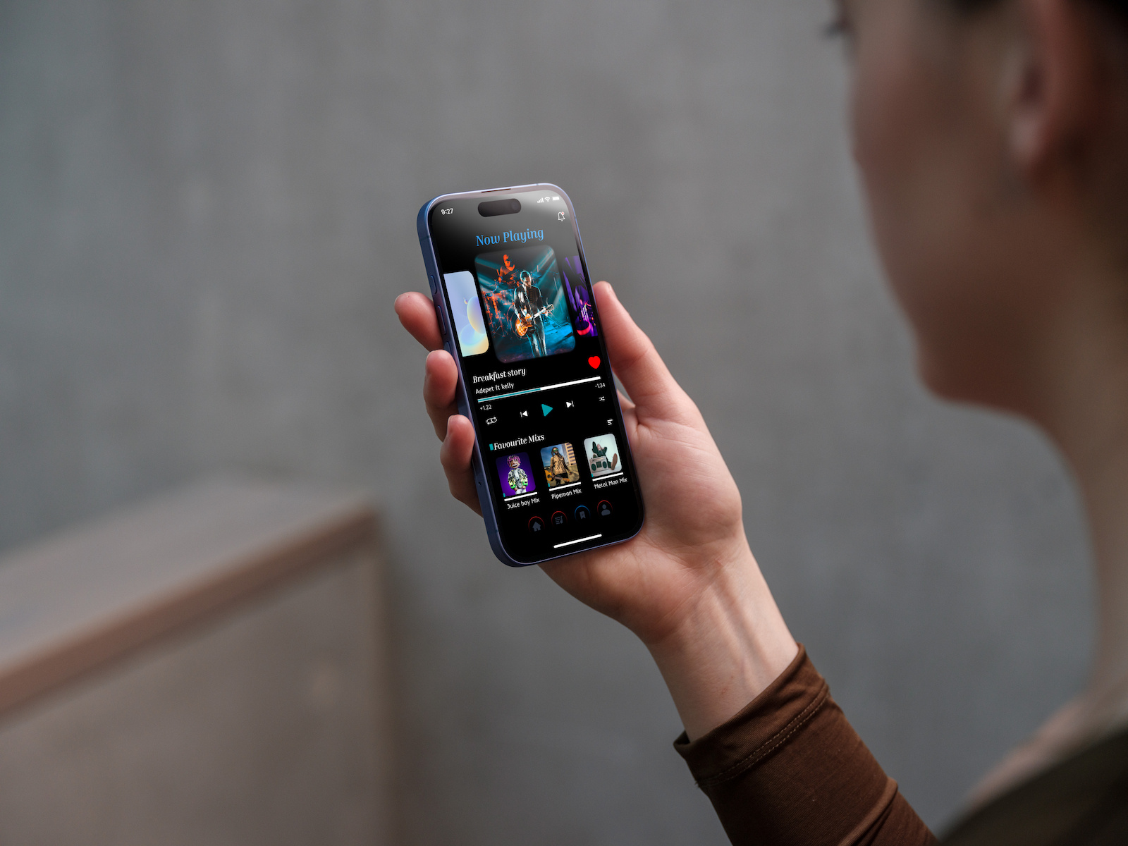 Music app mockup UI design 3d animation app appdesign audioplayer dashboard design discovermusic entertainmentapp figma mobile app music musicplayer musicstreaming nowplaying playlist productdesign prototype ui ux