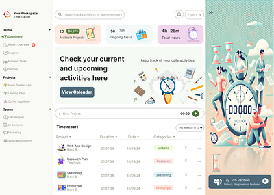Time Tracker UI Design dailyui design product design ui ui ux ux