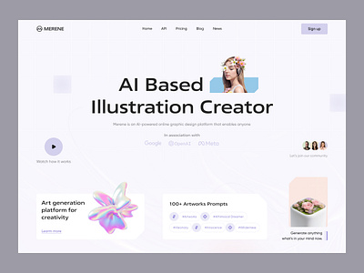 AI Landing Page Hero Header 3d ai design homepage illustration landing page ui ui design uiux website