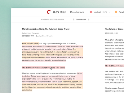 "Hunting Dog" – competitor plagiarism monitoring app application article design detection minimal monitoring newsroom plagiarism suggestion ui ux web app