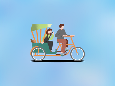 Bicycle Trip activity bicycle branding chararcters cyclist design illustration energy graphic design illustration man outdoor people rider sport travel trip trycycle vintage wheel woman