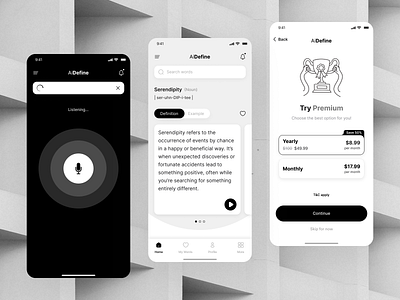 AiDefine – The AI-Powered Dictionary ai app dictionary minimalistic mobile ui ux