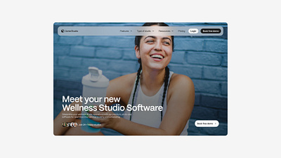 Hero Header for Wellness Studio Software clean figma girl header hero saas sport ui ux website