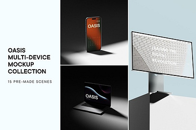 Oasis Multi-Device Mockup Collection apple display mockup apple pro display xdr branding dark mockup imac mockup ipad mockup iphone mockup mac mockup macbook mockup multi device mockup pc mockup phone mockup presentation mockup tablet mockup web mockup website mockup xdr mockup