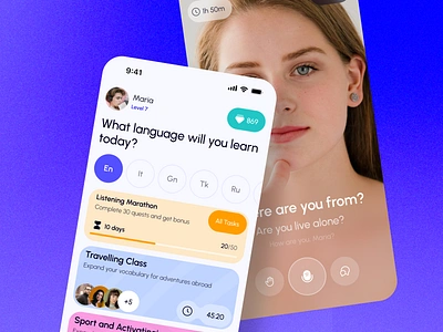 Application Mobile Learning Language ai graphic design mobile app purple ui ux