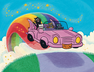 Rainbow Cat Adventure childrens books illustration kid lit