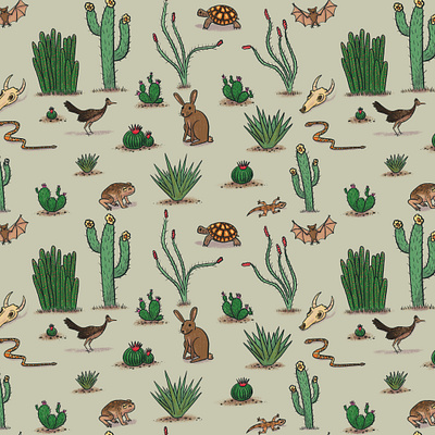 Desert Life childrens books illustration pattern design