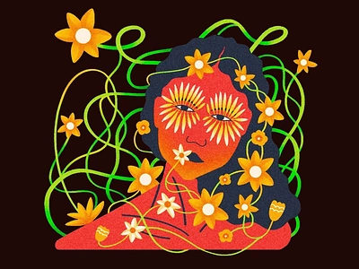 Flower Princess art beautiful blossom character colorful design design for illustration drawing environment fantasy floral flower flower illustration girl illustration illustration for fashion design natural beauty nature illustration plant trees