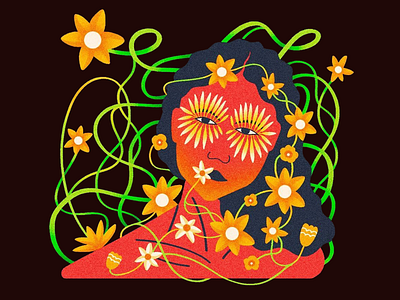 Flower Princess art beautiful blossom character design design design for illustration digital art drawing environment fantasy floral flower flower illustration girl illustration illustration for fashion design natural beauty nature illustration plant trees