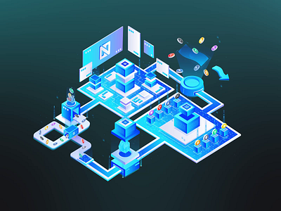 Digital ecosystem | Illustration animation 2d icons aftereffects animation branding crypto design illustration isometric logo motion graphics security vector