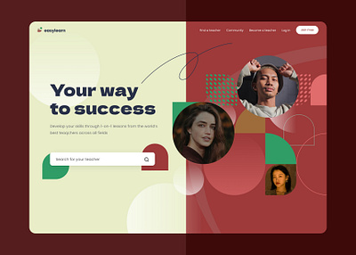 Website design for the educational platform “Easy Learn” branding design graphic design hero illustration interface landing layout learning logo online courses productivity sign in tasks teach training ui ux vector web