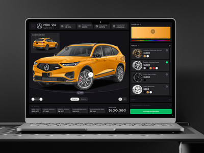 Dynamic Vehicle Configurator acura app auto black car concept configurator constructor dark tool yellow