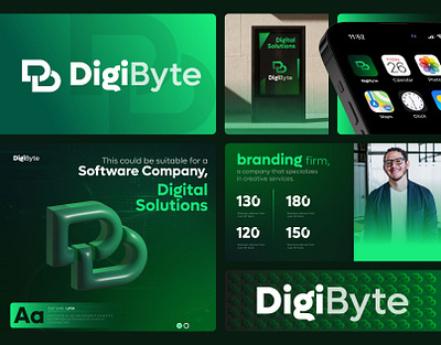 DigiByte Software Company logo | Digital Brand Solutions 3d brand identity branding digital branding solutions digital marketing digital solutions graphic design identidade visual influencer marketing it company logo logo logo design marketing saas logo software company logo tech logo technology logo ui visual identity