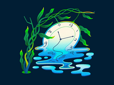 Time leaking clock illustration leak plant time water