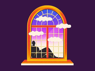 Sunset Out the Window Illustration artistic window clouds colorful colorful illustration design illustration digital art dream sky fantasy art illustration man man illustration mood reflaction silhouette sitting sunset sunset colors view window window view