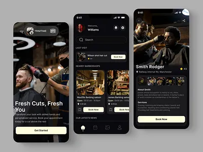 Barber Booking Mobile App app design barber app barber booking barber booking app barber mobile app barbing design freelance designer grooming app ios mobile app mobile app design product design ui ui design uiux ux