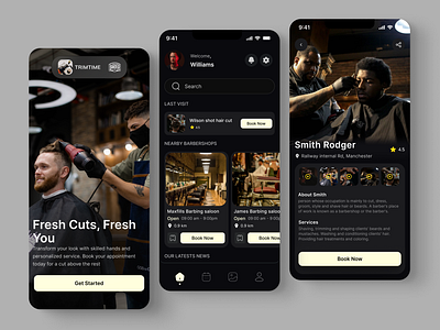 Barber Booking Mobile App app design barber app barber booking barber booking app barber mobile app barbing design freelance designer grooming app ios mobile app mobile app design product design ui ui design uiux ux