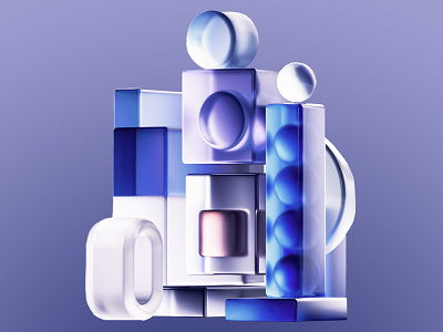 Exloration of Glass 3d design 3dart abstract glass art installation blue and white tones colored transparency colourful cylinders and cubes futuristic design geometric composition geometric shapes glass graphic design matte glass mimimalis minimal smooth surfaces tech technological style transparent shapes