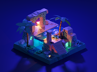 ANCIENT NOTA RUINS 3d blender cool 3d diorama graphic design nota ruins ui