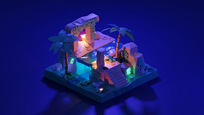 ANCIENT NOTA RUINS 3d blender cool 3d diorama graphic design nota ruins ui