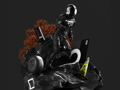 Black Astronaunt Suit with Helmet 3d 3d art 3d graphic anxiety astronaut black and white art branding cinema4d contrast dark theme design futurism gaming symbols gloves graphic design minimalist monochrome style mystery oxygen sci fi