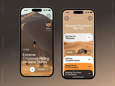 Tour Booking Mobile App adventure booking desert mobile app tour tourism tourist travel travel agency trip ui ui ux ux