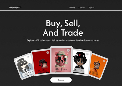 EverythingNFT's landing page Ui design feedback figma ui