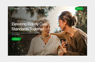 Elderly Care Hero section care design elderly healthcare landing page marketing site ui uiuxdesign ux web design website