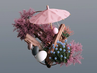 Garden Cinema 3d 3d 3d illustration 3dart abstract art lovers artwork c4d cinema4d colourful design gradients luxury miniature garden modeling design modern design nature pink umbrela render spheres vibrant plants