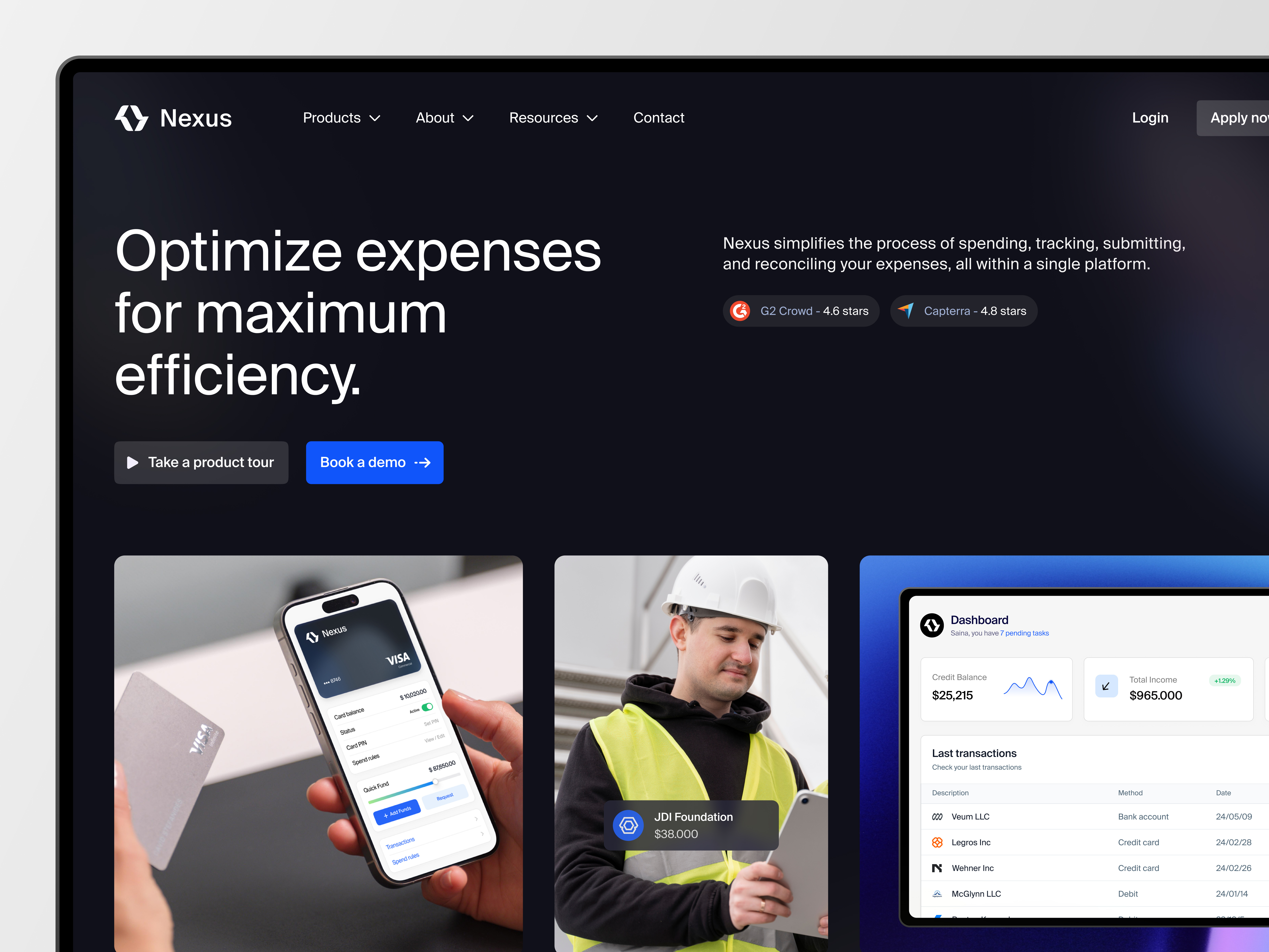 Nexus - Website redesign branding creativeprocess creditcard digitalbankingux finance financialservicesdesign fintech fintechdesign hero section landing page optimization product design producttour saas socialproof ui uidesign uxdesign webdesign webdesigninspiration