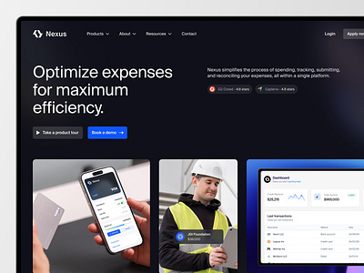 Nexus - Website redesign branding creativeprocess creditcard digitalbankingux finance financialservicesdesign fintech fintechdesign hero section landing page optimization product design producttour saas socialproof ui uidesign uxdesign webdesign webdesigninspiration